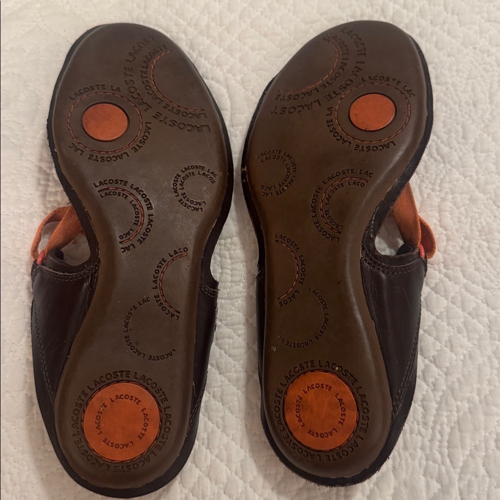 Lacoste Free People Brown and Orange Leather Sandals - Picture 2 of 4